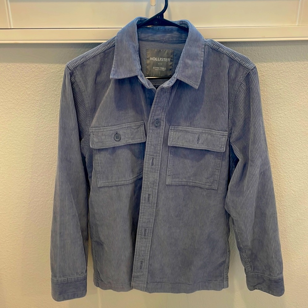 Hollister Boys Extra Small Blue/Gray Corduroy button down shirt